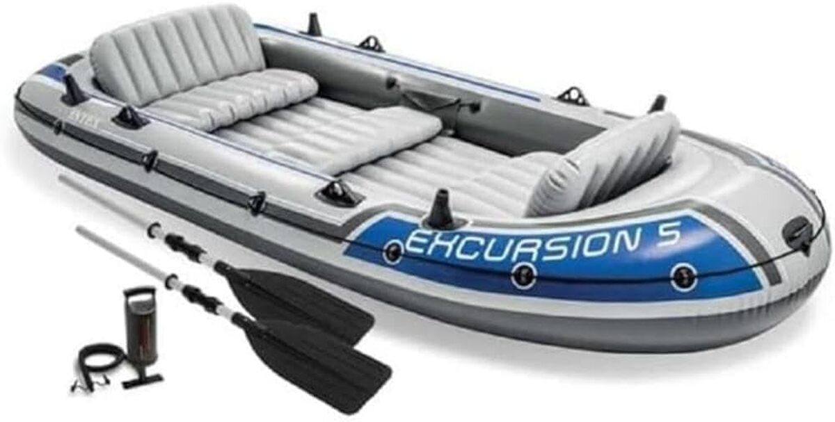 Test du bateau Intex Excursion 5 : aventure jeunesse en gris