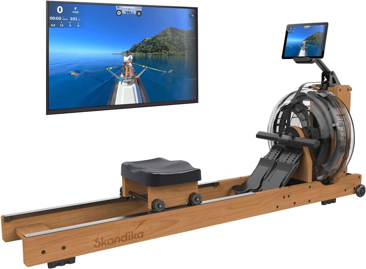 Test Skandika Lykke : immersion et performance dans un rameur à eau en hêtre