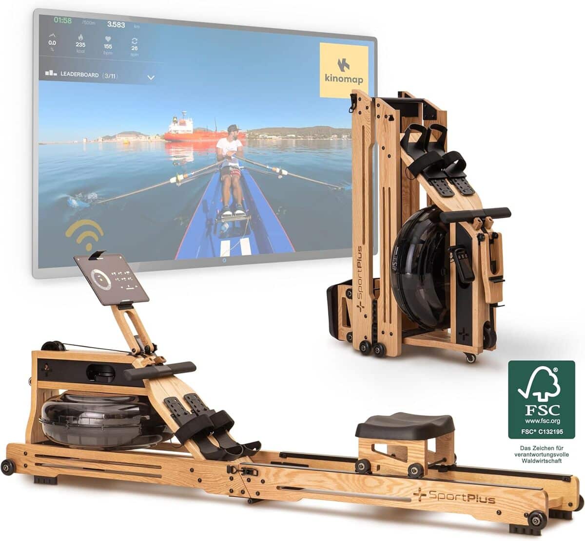 Test du SportPlus rameur d'eau en bois : performance et élégance
