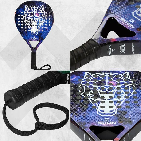 MATCHU - Raquette de Padel + Sac de Transport - Padel Racket - EVA Foam - 3D Grip Technology - 100% (3/18K) Carbon - Bear, Gorilla, Panther ou Enfants