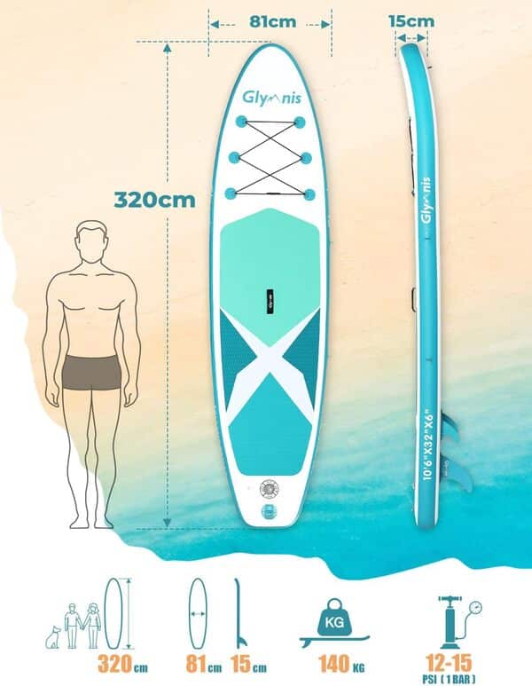 Glymnis Sup Board Stand Up Paddling Board Gonflable Stand Up Paddle Board Set 10'6 