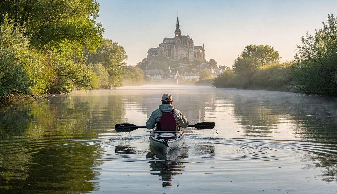 Descente de la Sélune en kayak jusqu'à la baie du Mont-Saint-Michel