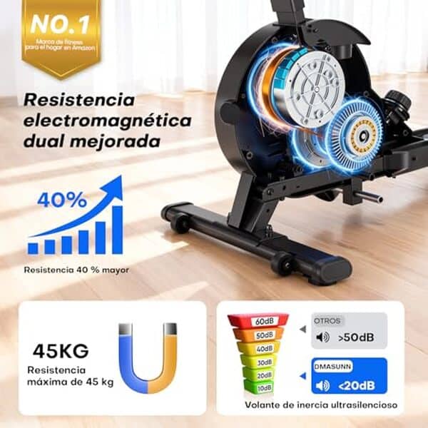 Découvrez le rameur Dmasun avec ses 16 niveaux de résistance magnétique, idéal pour un entraînement optimisé et performant à domicile.