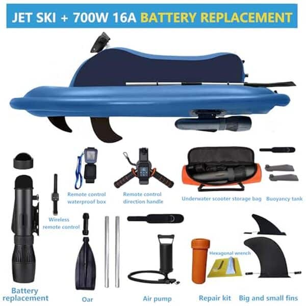 Explorez les performances et les caractéristiques du dosiwlatever jet ski électrique gonflable 700WPRO16A. Idéal pour les amateurs d'aventure  !