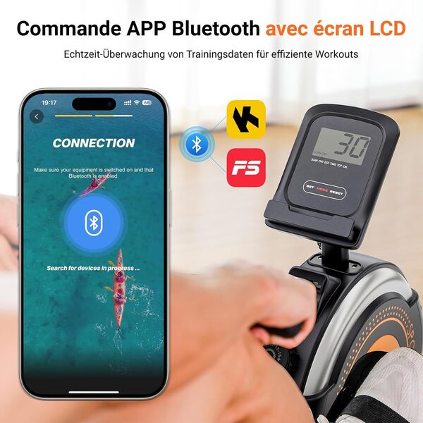 Découvrez le rameur pliable RW1 avec freinage magnétique et 16 niveaux de résistance : idéal pour des séances d'entraînement variées et efficaces à domicile