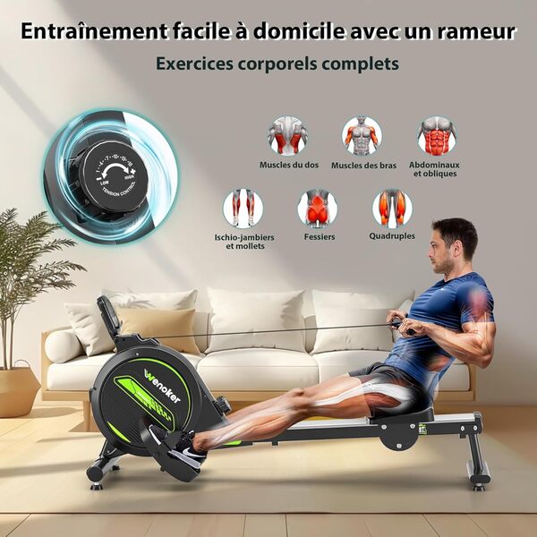 Découvrez notre test complet du rameur Wenoker : musculation efficace et séance silencieuse pour un entraînement chez soi sans un bruit.