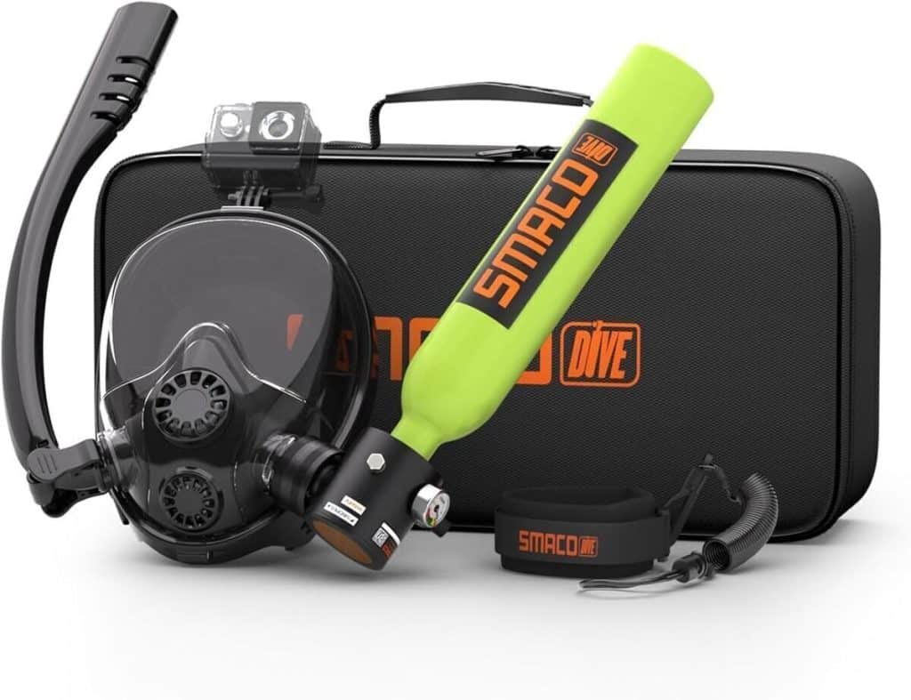 Test : smaco masque de plongée intégral avec mini bouteille 0.5L