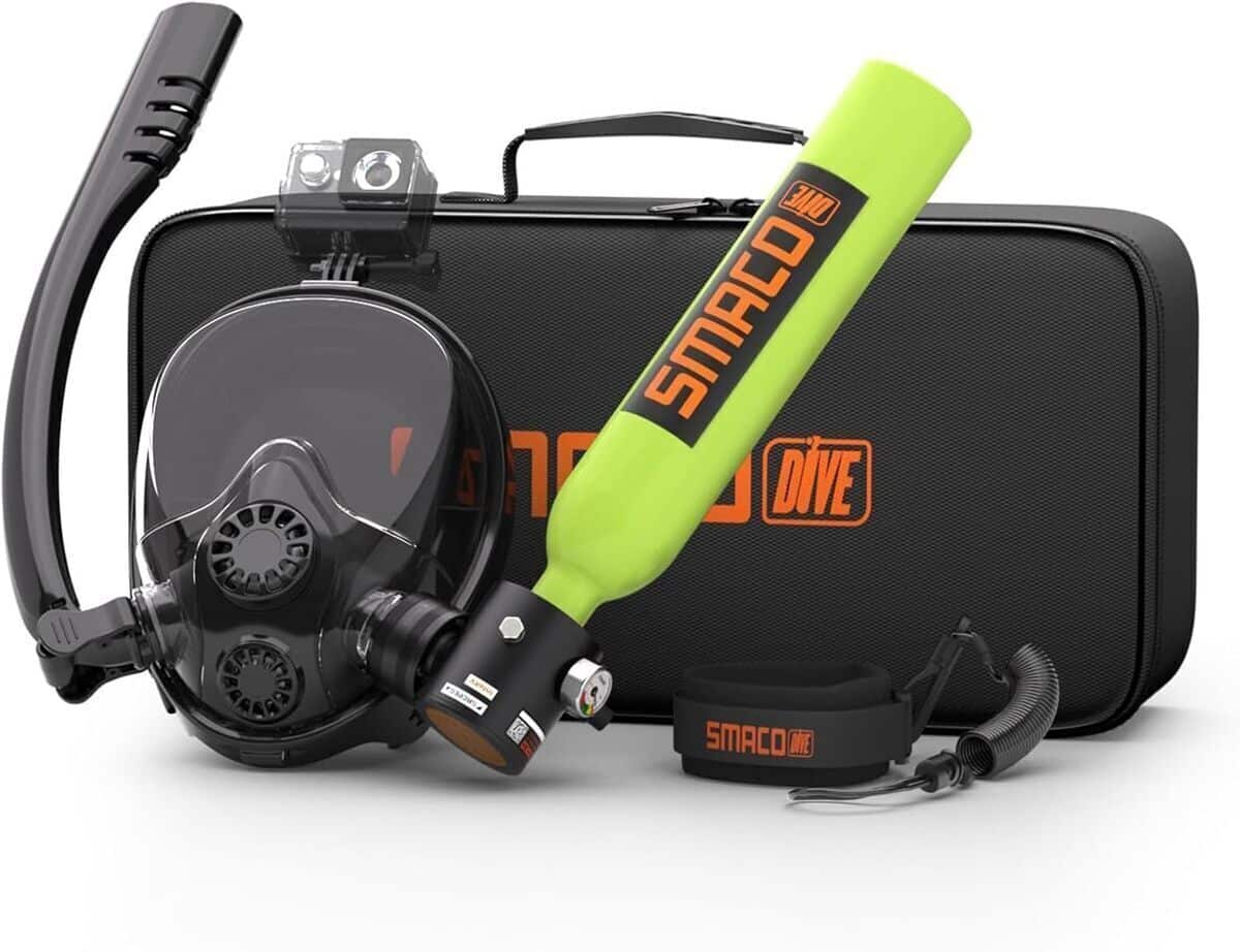 Test : smaco masque de plongée intégral avec mini bouteille 0.5L