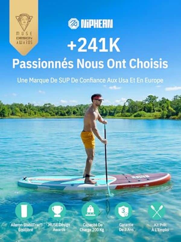 Découvrez notre test approfondi du paddle gonflable Niphean 320 cm : un modèle polyvalent adapté à tous les niveaux de pratique, offrant stabilité et performance sur l'eau.