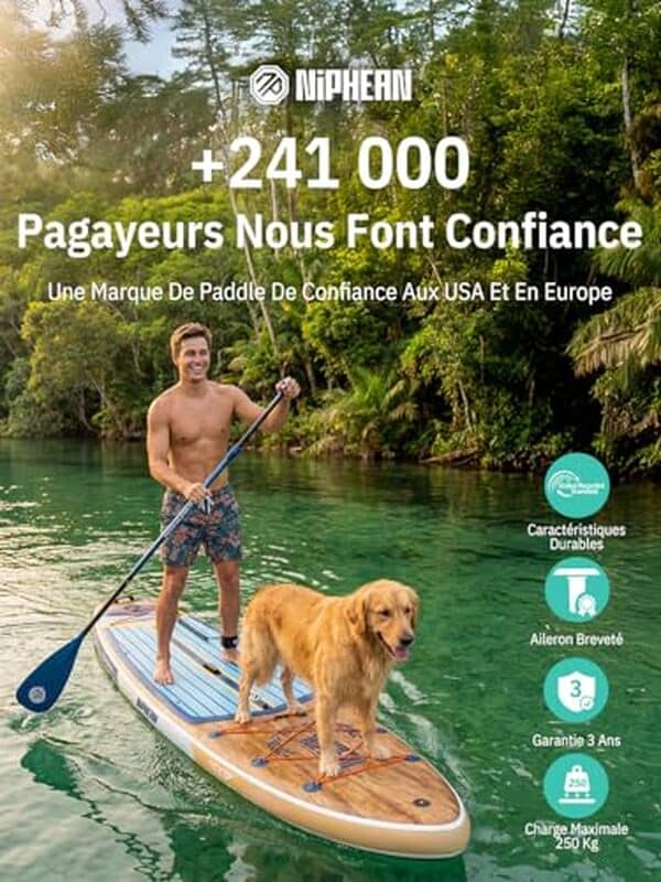 Découvrez notre test détaillé du paddle gonflable Niphean extra large. Idéal pour les sorties en famille, ce SUP offre stabilité et confort. Lire l'avis complet. 