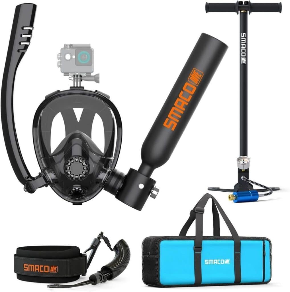 Test smaco masque intégral avec mini bouteille 0.5L : plongée facile et rapide