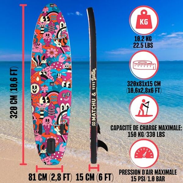 Découvrez notre test détaillé de la planche gonflable Matchu Sup Board Yeye Weller édition limitée. Caractéristiques, performances et avis complet du kit complet inclus. 