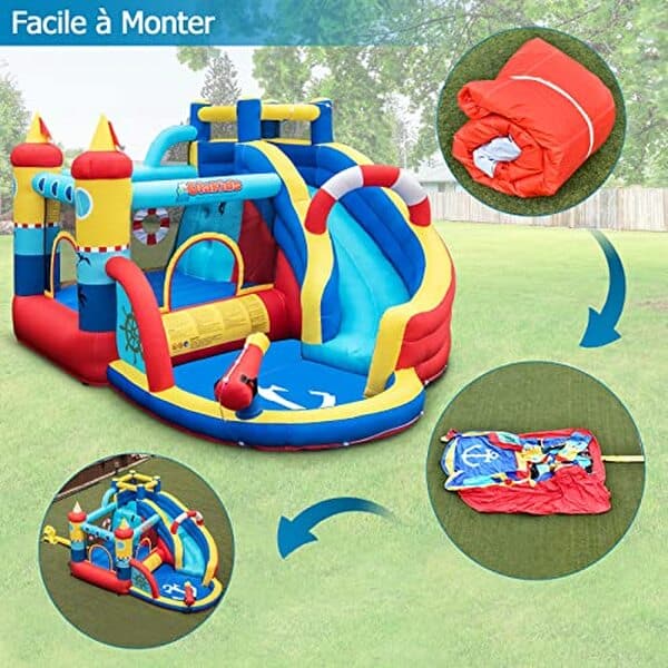 Découvrez notre test détaillé du château gonflable pirate Goplus. Caractéristiques, avantages et inconvénients du toboggan et de la piscine intégrée.