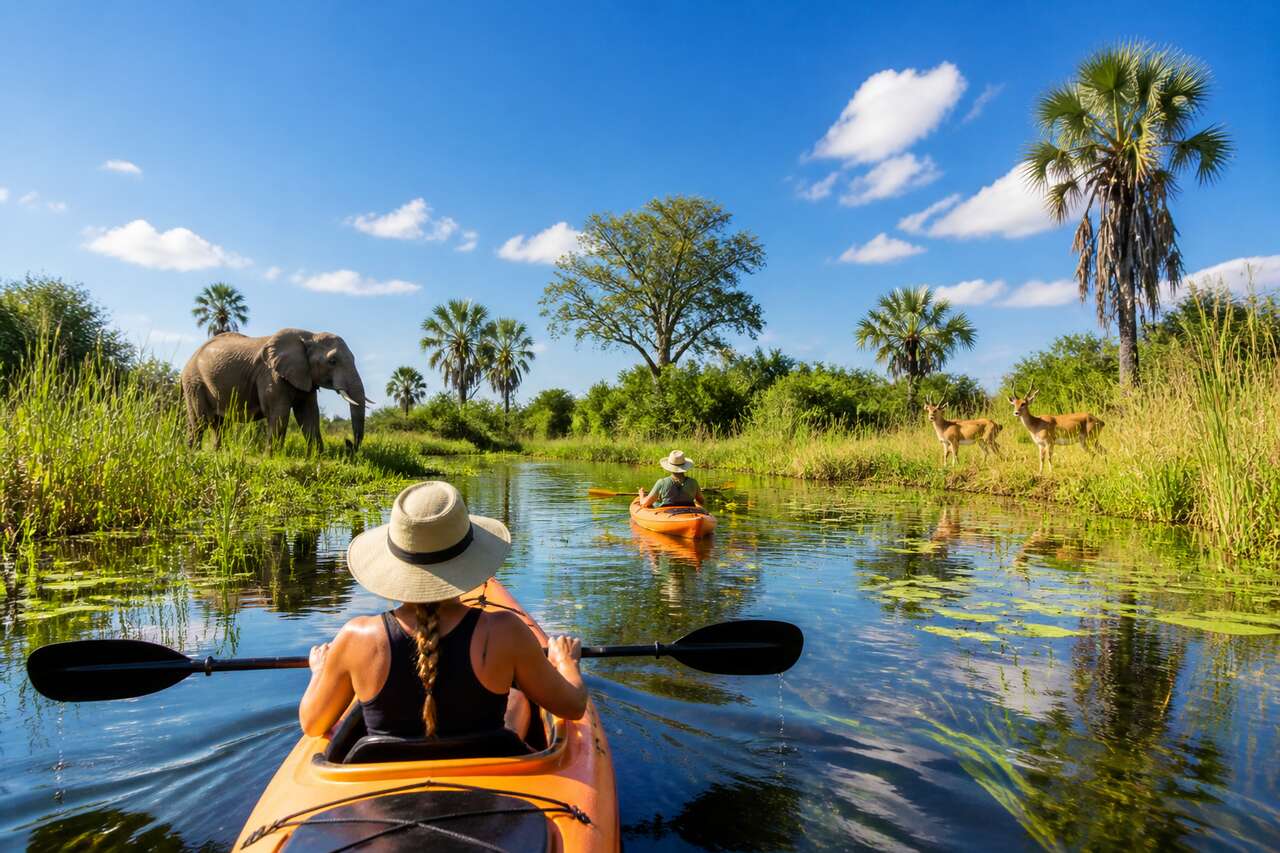 Découvrir le delta de l'okavango en kayak