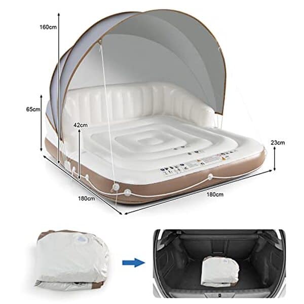 Découvrez notre test complet du matelas gonflable piscine Gymax 2-en-1 avec auvent rétractable UPF 50+ : confort, qualité et protection solaire pour des vacances réussies. 