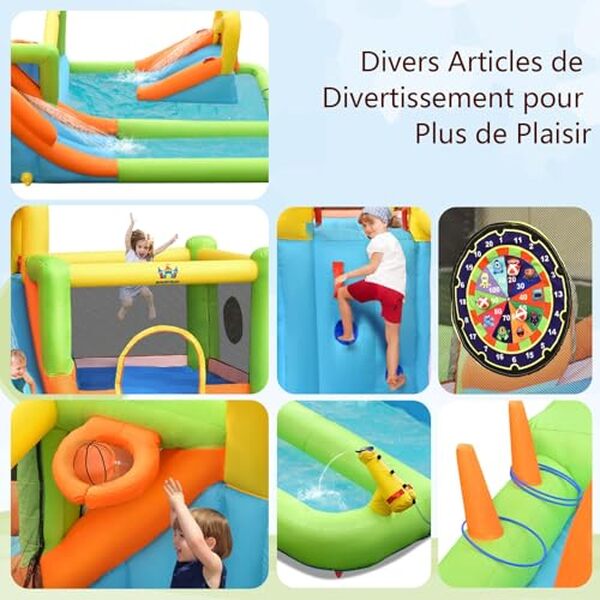 Découvrez notre test complet du château gonflable Costway 8 en 1 avec toboggans et parc aquatique : avis, avantages, inconvénients et tarifs pour bien choisir.
