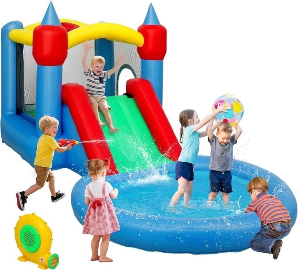 Test du château gonflable AIYAPLAY 4 en 1 : toboggan et piscine à balles