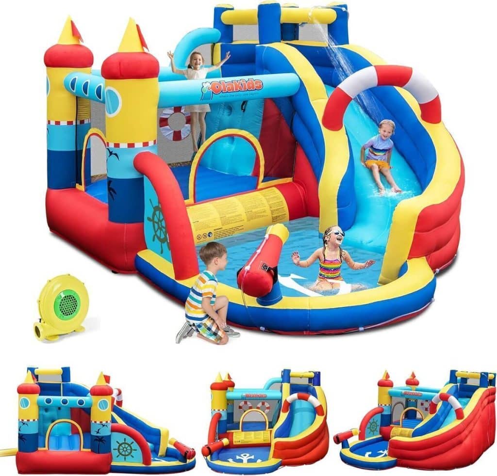 Test du château gonflable pirate Goplus avec toboggan et piscine