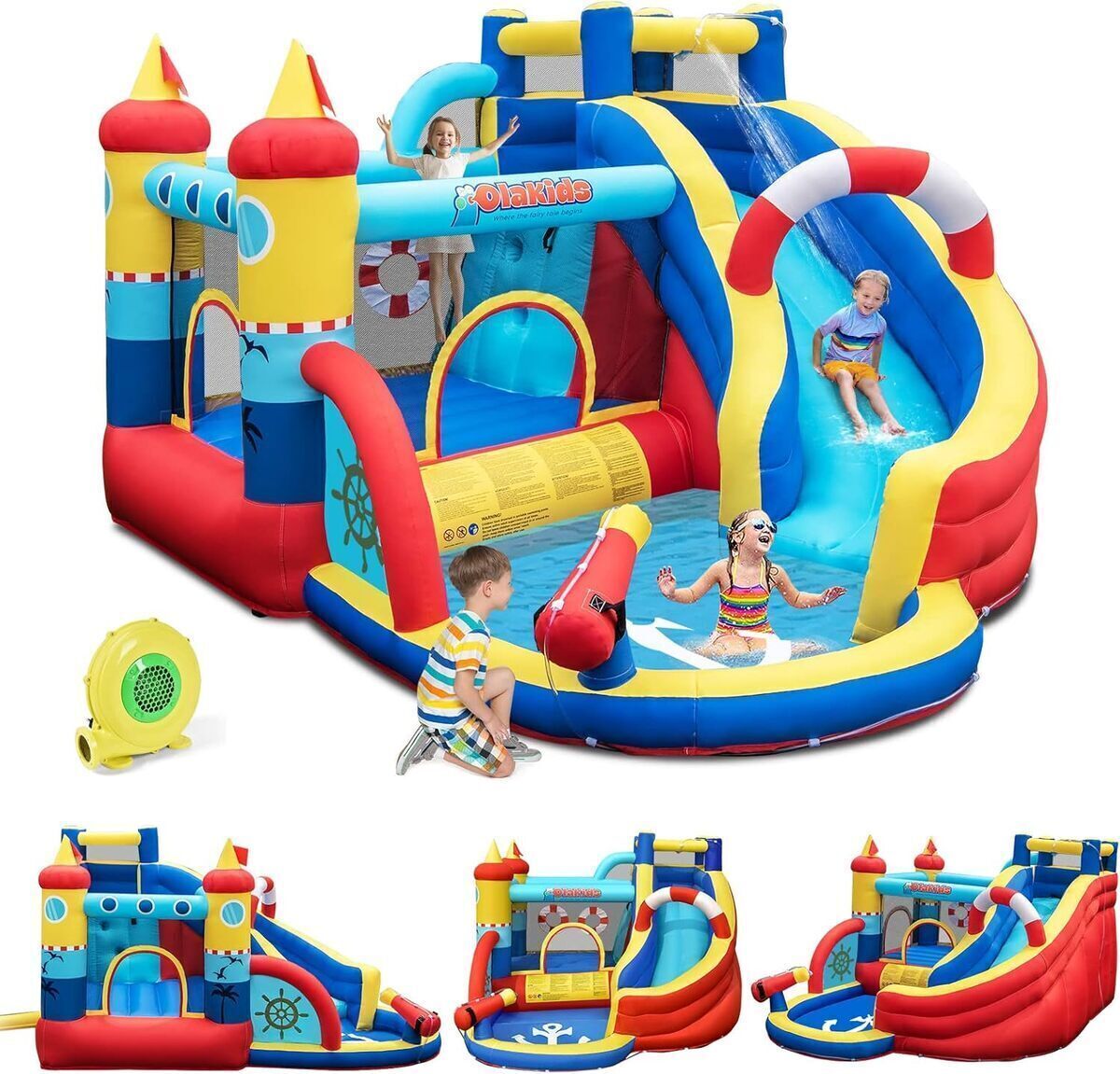 Test du château gonflable pirate Goplus avec toboggan et piscine