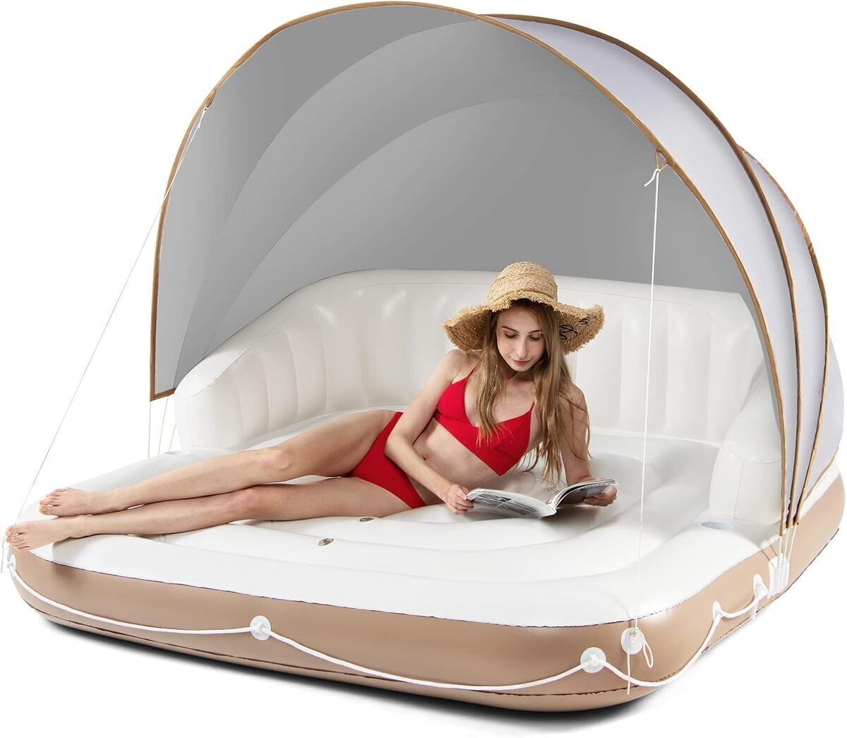 Test du lit flottant gonflable Goplus avec auvent