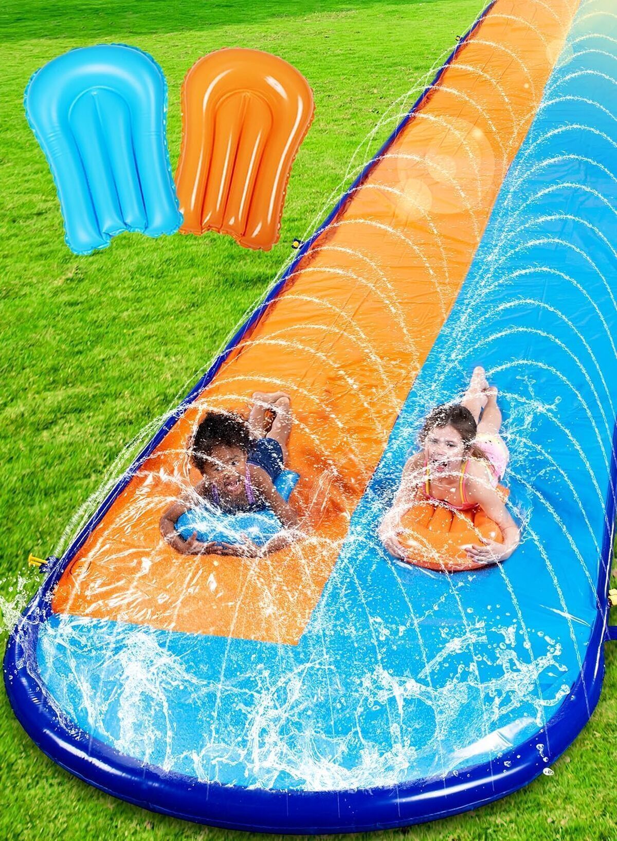 Test du toboggan aquatique Sloosh 22, 5 ft avec arroseur et planches