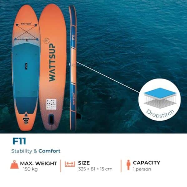 Découvrez notre test complet du paddle gonflable Wattsup F11 : stabilité, performance et qualité pour vos sessions de stand up paddle.