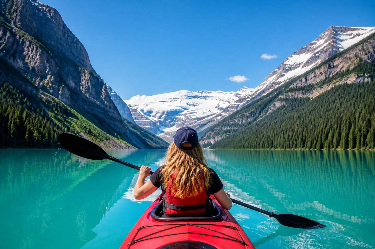 Randonner en kayak sur les sentiers secrets de lac louise