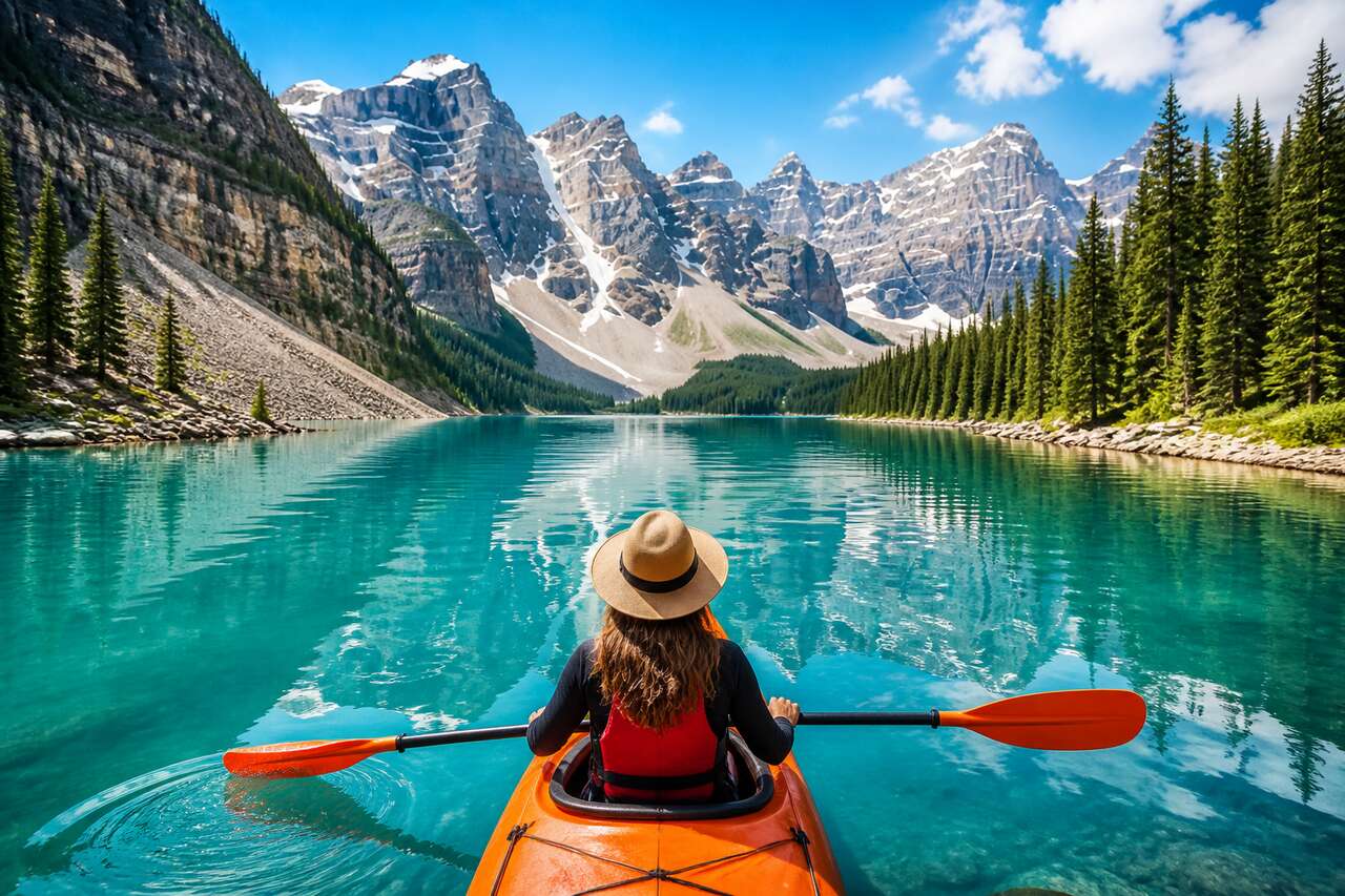 Explorer le lac Moraine en kayak : secrets cachés et panoramas à couper le souffle