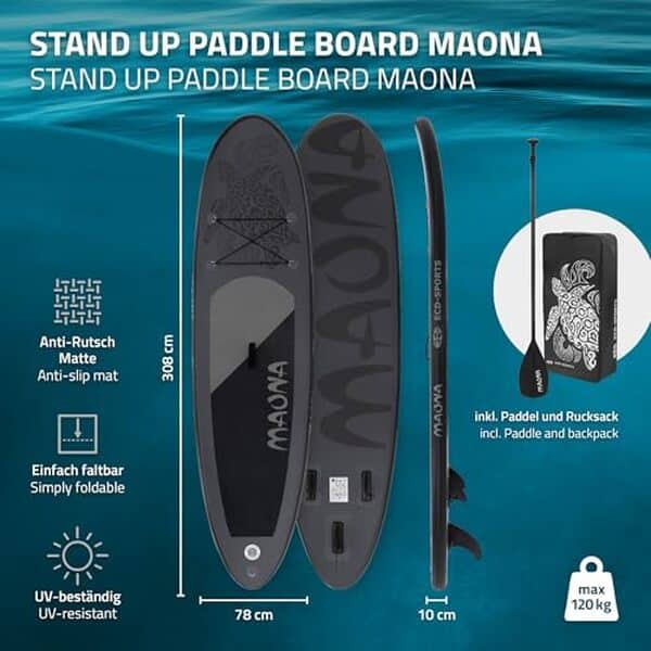 Découvrez notre test détaillé du paddle gonflable ECD Germany Maona 308 cm : caractéristiques, performances et avis pour bien choisir votre équipement de stand-up paddle.