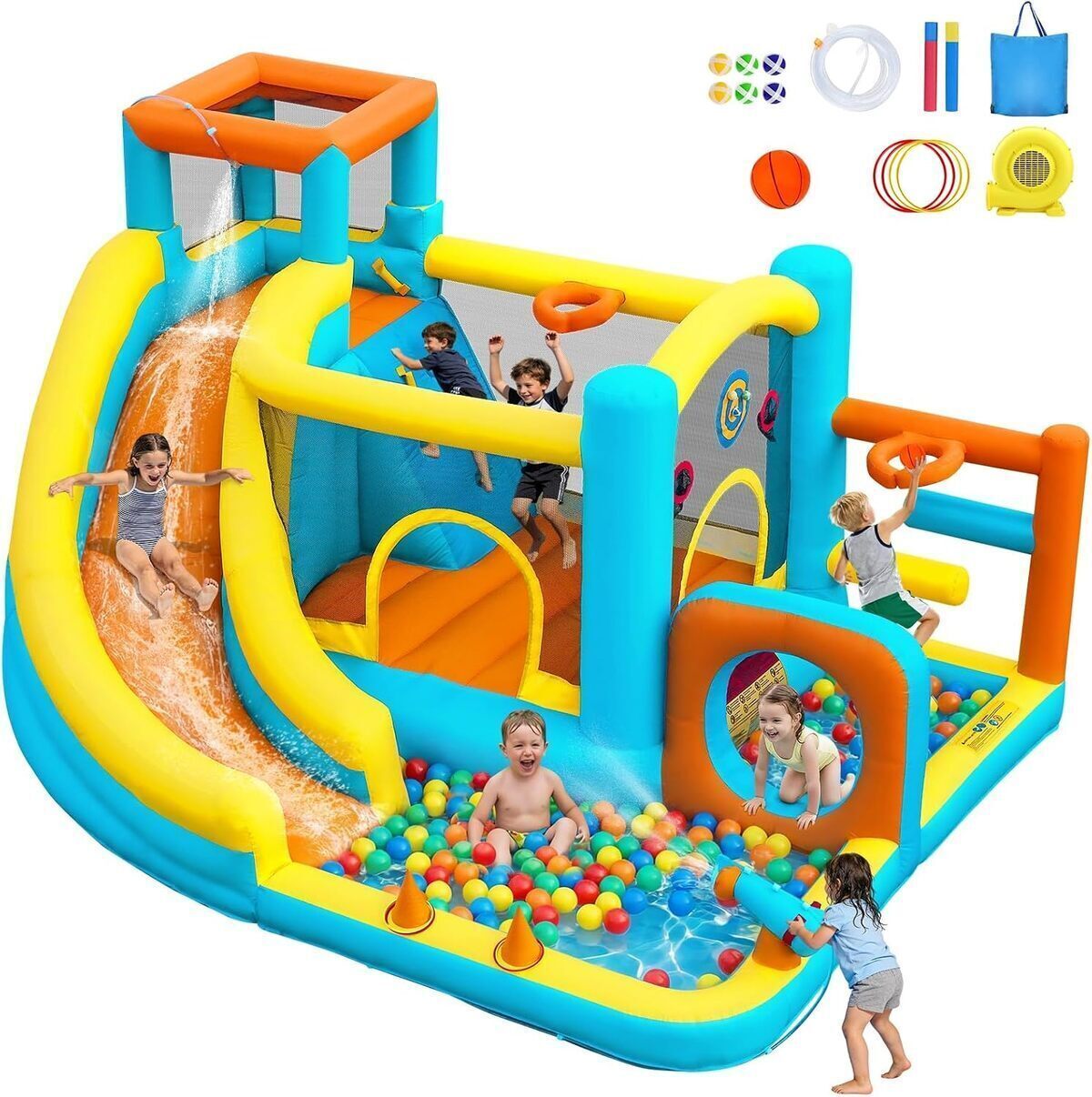 Test : château gonflable SportBob avec toboggan et piscine à balles