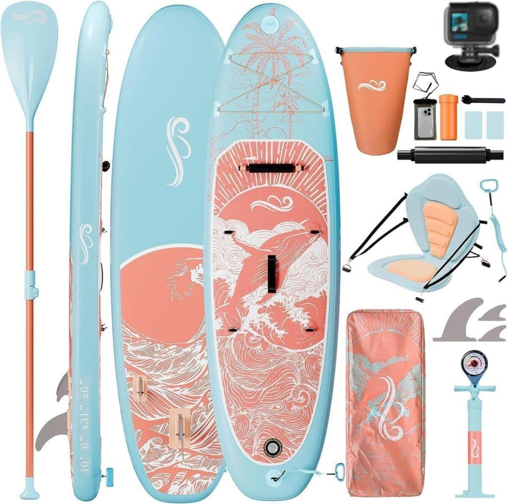 Test de la planche de paddle gonflable Devoko 320 cm 2-en-1 (rose)
