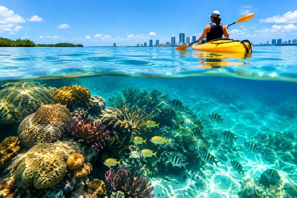 Carnet de voyage sous-marin : exploration des récifs coralliens uniques de la baie de Biscayne en kayak