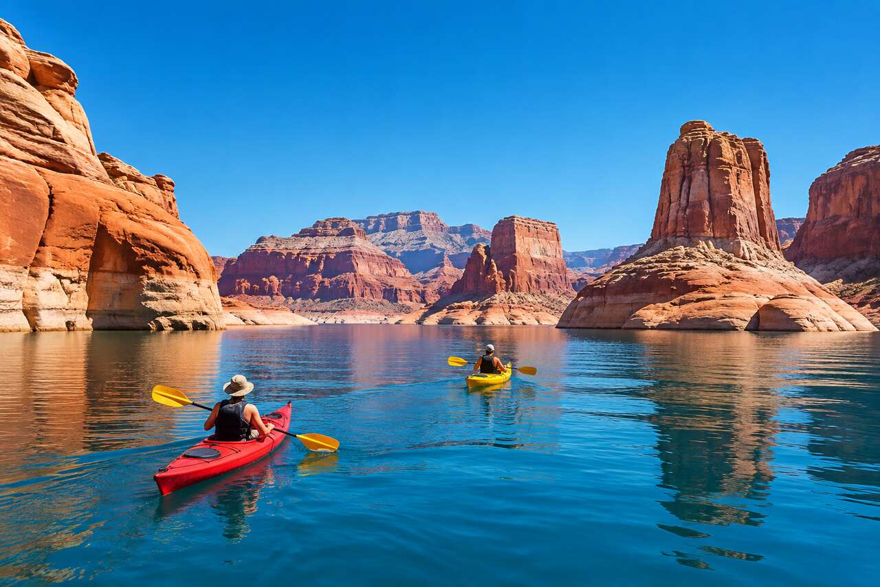 à la découverte des paysages martiens du lac Powell en kayak
