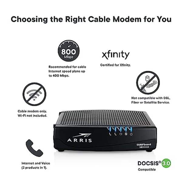 Découvrez notre test détaillé du modem câble Arris DOCSIS 3.1 : performances, compatibilité téléphone et vitesse jusqu'à 1 Gbps. Avis complet et recommandations.