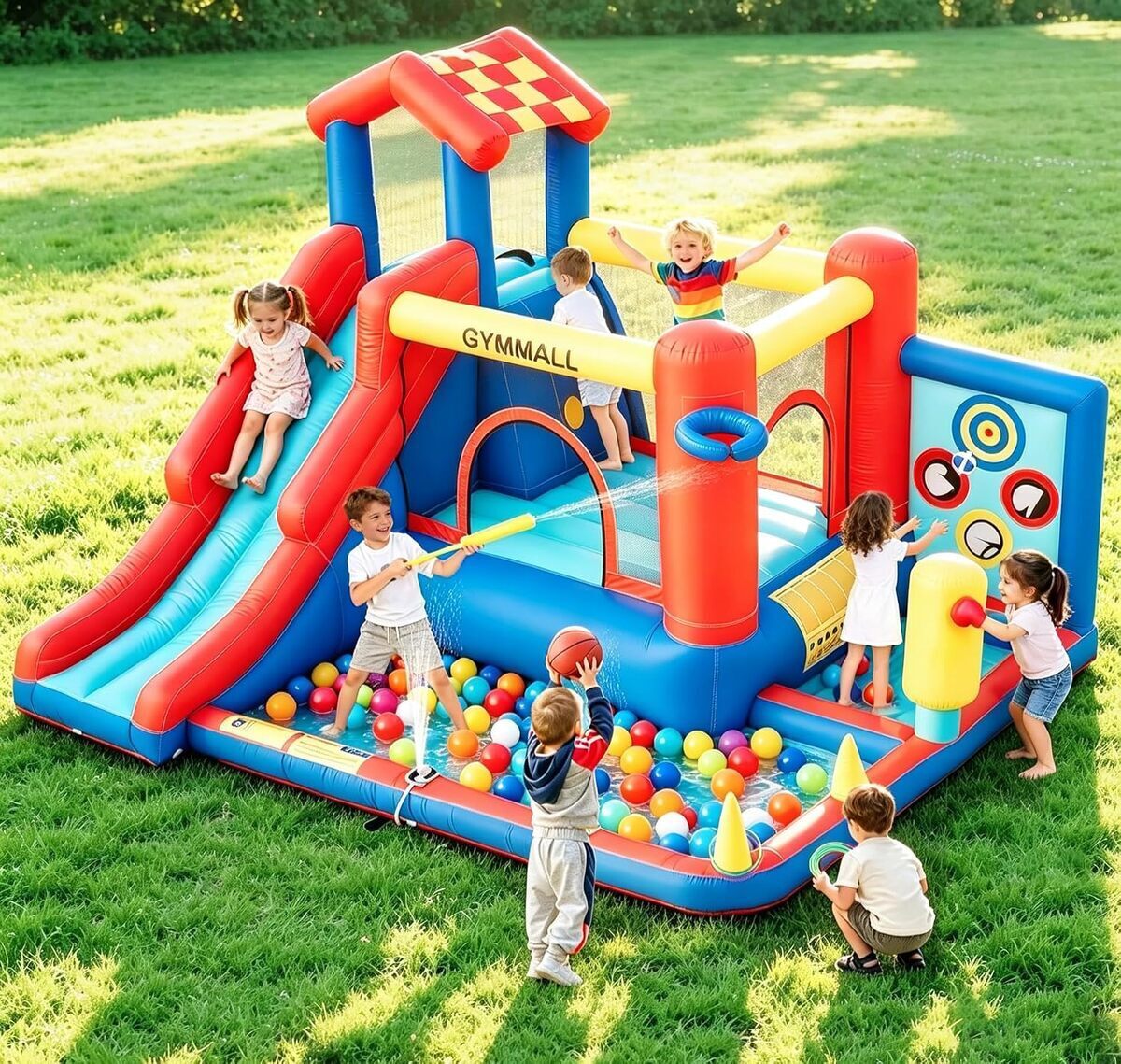 Test du château gonflable 8 en 1 Gymmall : équipement multifonction pour enfants